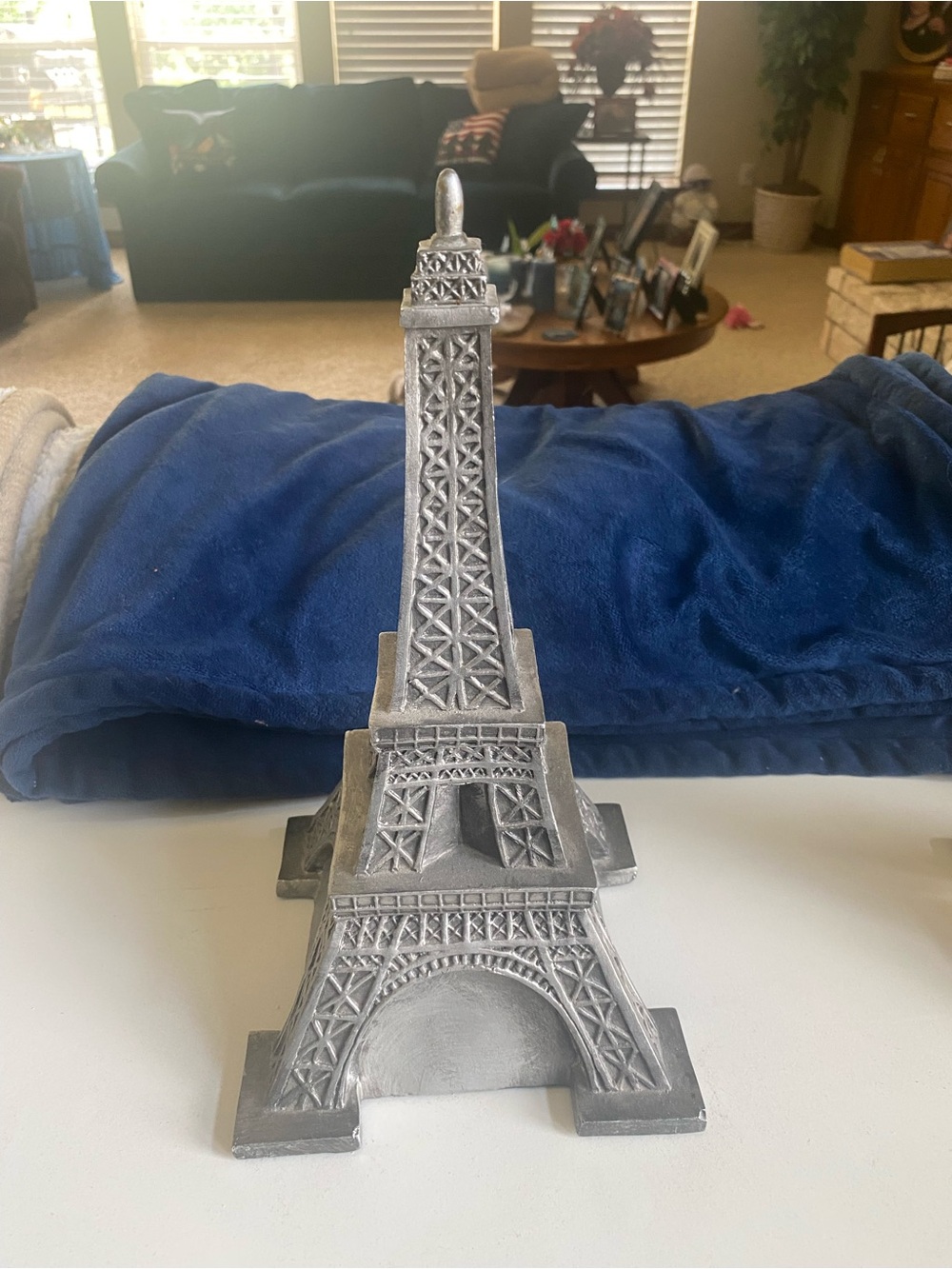 Eiffel Tower Decorative Statue - Metallic Silver Accent